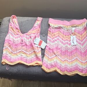 Jessica Simpson Pink and Yellow Knit Set